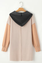 Load image into Gallery viewer, FASHION HOUSE- Smoke Gray Color Block High Low Textured Hoodie
