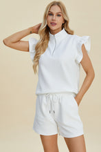 Load image into Gallery viewer, Full Size Texture Flounce Sleeve Top and Shorts Set- Double Take
