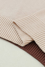 Load image into Gallery viewer, Coffee Colorblock Bishop Sleeve Ribbed Trim Sweater
