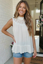 Load image into Gallery viewer, Sweet Lace Trim Ruffle Babydoll Tank
