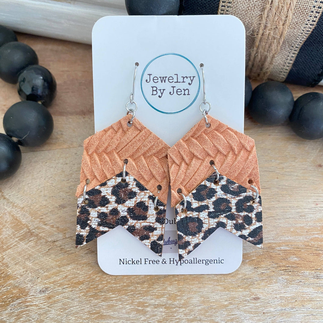 THE AMELIA'S- Double Chevron: Peach Braided & Cheetah - JEWELRY BY JEN