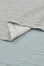 Load image into Gallery viewer, DEAR LOVE- Grey Crinkle Splicing Raw Hem High Low Oversized Blouse
