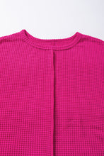 Load image into Gallery viewer, Rose Red Textured Center Seam Long Sleeve Split Top
