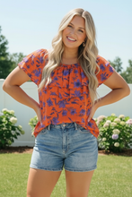 Load image into Gallery viewer, Rust Bloom Ruffle Top
