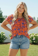 Load image into Gallery viewer, Rust Bloom Ruffle Top
