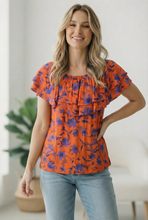 Load image into Gallery viewer, Rust Bloom Ruffle Top
