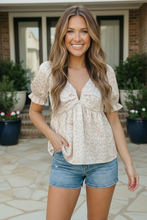 Load image into Gallery viewer, Satin Animal Print Puff Sleeve Babydoll Top

