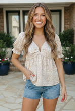 Load image into Gallery viewer, Satin Animal Print Puff Sleeve Babydoll Top
