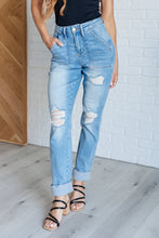 Load image into Gallery viewer, Aiden High Rise Patch Pocket Distressed Boyfriend Jeans- JUDY BLUE
