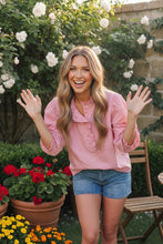 Load image into Gallery viewer, Pretty in Pink Puff Sleeve Button Top
