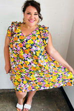Load image into Gallery viewer, Indigo &amp; Lemon Floral Babydoll Ruffle Dress
