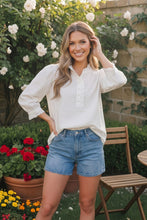 Load image into Gallery viewer, Pretty in White Puff Sleeve Button Top

