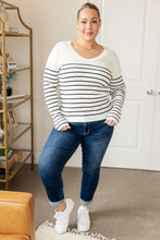 Load image into Gallery viewer, SP24- ONE ELEVEN NORTH- Be Still V-Neck Striped Sweater
