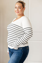 Load image into Gallery viewer, SP24- ONE ELEVEN NORTH- Be Still V-Neck Striped Sweater
