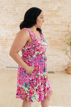 Load image into Gallery viewer, WHITE BIRCH- Bless Your Heart V-Neck Dress in Neon Fuchsia

