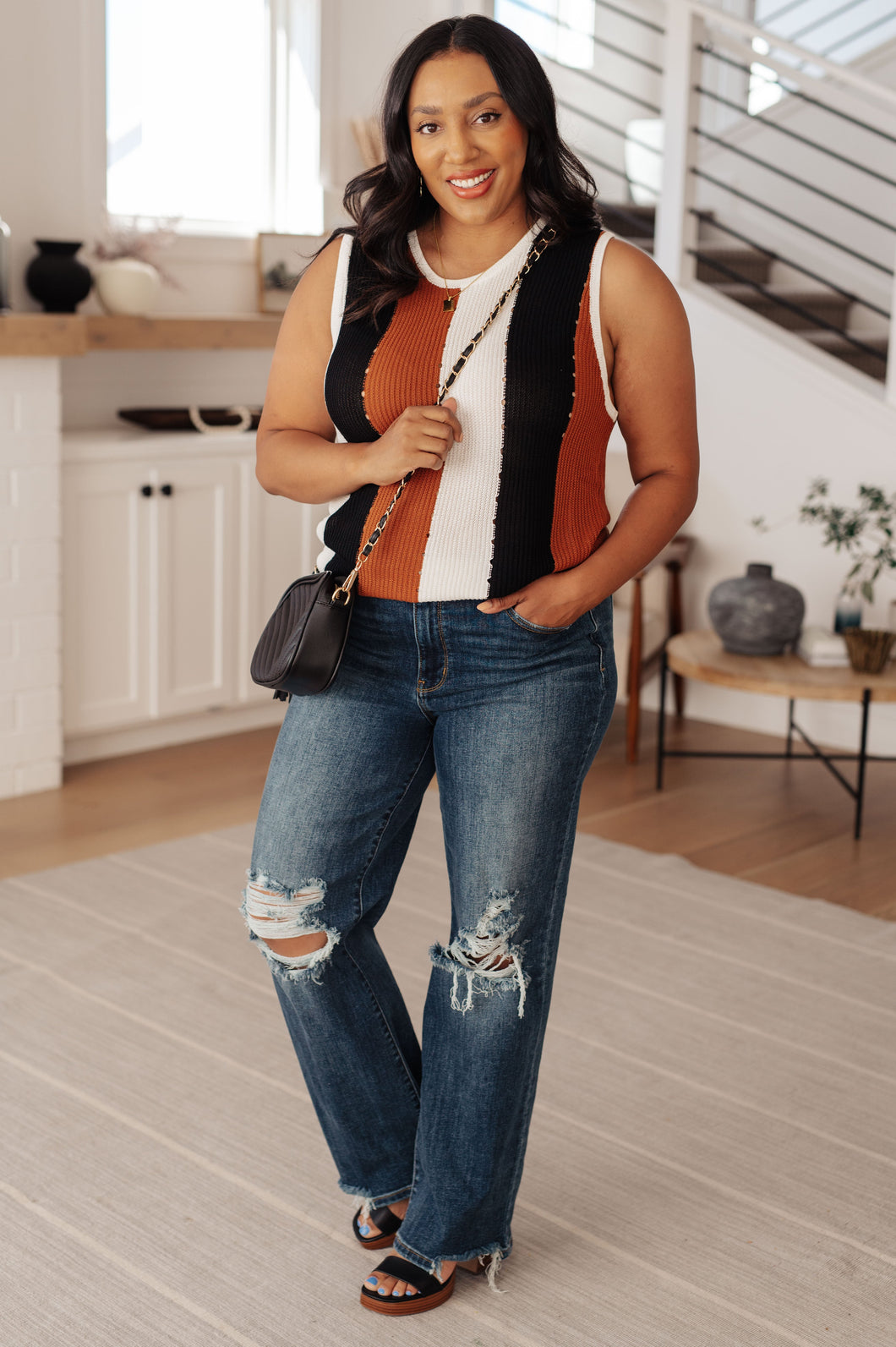 ANDREE'- Decidedly Undecided Knit Striped Tank