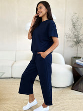 Load image into Gallery viewer, Full Size Texture Short Sleeve Top and Pants Set- Double Take
