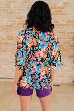 Load image into Gallery viewer, DEAR SCARLETT- Dreamer Peplum Top in Black Multi Floral
