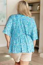 Load image into Gallery viewer, DEAR SCARLETT- Dreamer Peplum Top in Blue and Teal Paisley
