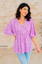 Load image into Gallery viewer, DEAR SCARLETT- Dreamer Peplum Top in Lavender Leopard
