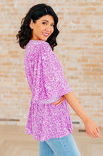 Load image into Gallery viewer, DEAR SCARLETT- Dreamer Peplum Top in Lavender Leopard
