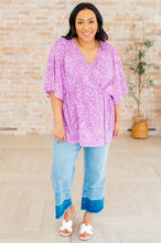 Load image into Gallery viewer, DEAR SCARLETT- Dreamer Peplum Top in Lavender Leopard
