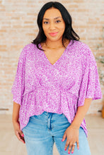 Load image into Gallery viewer, DEAR SCARLETT- Dreamer Peplum Top in Lavender Leopard
