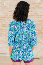 Load image into Gallery viewer, DEAR SCARLETT- Dreamer Peplum Top in Navy and Mint Floral
