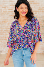 Load image into Gallery viewer, DEAR SCARLETT- Dreamer Peplum Top in Painted Royal Multi
