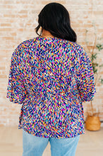 Load image into Gallery viewer, DEAR SCARLETT- Dreamer Peplum Top in Painted Royal Multi
