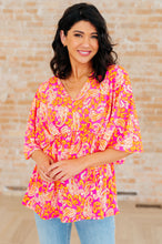 Load image into Gallery viewer, DEAR SCARLETT- Dreamer Peplum Top in Pink Filigree
