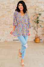 Load image into Gallery viewer, DEAR SCARLETT- Dreamer Peplum Top in Purple Retro Ditsy Floral
