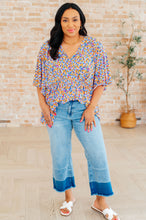 Load image into Gallery viewer, DEAR SCARLETT- Dreamer Peplum Top in Purple Retro Ditsy Floral
