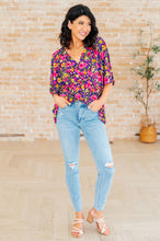 Load image into Gallery viewer, DEAR SCARLETT- Dreamer Peplum Top in Purple and Pink Floral
