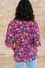 Load image into Gallery viewer, DEAR SCARLETT- Dreamer Peplum Top in Purple and Pink Floral
