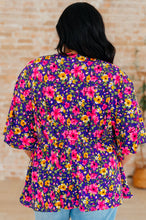 Load image into Gallery viewer, DEAR SCARLETT- Dreamer Peplum Top in Purple and Pink Floral
