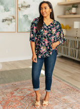 Load image into Gallery viewer, DEAR SCARLETT- Dreamer Top in Navy and Pink Vintage Bouquet
