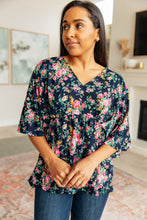 Load image into Gallery viewer, DEAR SCARLETT- Dreamer Top in Navy and Pink Vintage Bouquet
