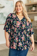 Load image into Gallery viewer, DEAR SCARLETT- Dreamer Top in Navy and Pink Vintage Bouquet
