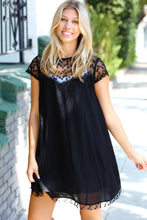 Load image into Gallery viewer, Black Embroidered Lace Yoke Fit &amp; Flare Dress
