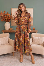 Load image into Gallery viewer, Harvest Bloom Tiered Midi Dress
