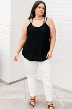 Load image into Gallery viewer, AVE SHOPS- Eye on the Prize Eyelet Tank in Black

