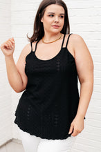 Load image into Gallery viewer, AVE SHOPS- Eye on the Prize Eyelet Tank in Black
