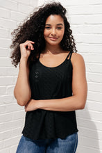 Load image into Gallery viewer, AVE SHOPS- Eye on the Prize Eyelet Tank in Black
