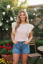 Load image into Gallery viewer, Sweet Stripe Ruffle Sleeve Top
