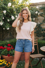 Load image into Gallery viewer, Sweet Stripe Ruffle Sleeve Top
