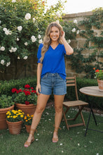 Load image into Gallery viewer, Bright Days Blue V-Neck Puff Sleeve Top

