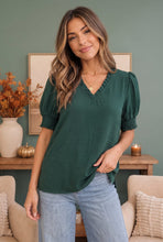 Load image into Gallery viewer, When We Met Ruffle V-Neck Puff Sleeve Top
