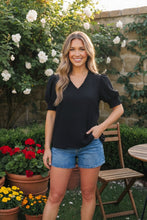 Load image into Gallery viewer, Bloom &amp; Unwind Black Puff Sleeve Top
