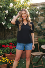 Load image into Gallery viewer, Bloom &amp; Unwind Black Puff Sleeve Top
